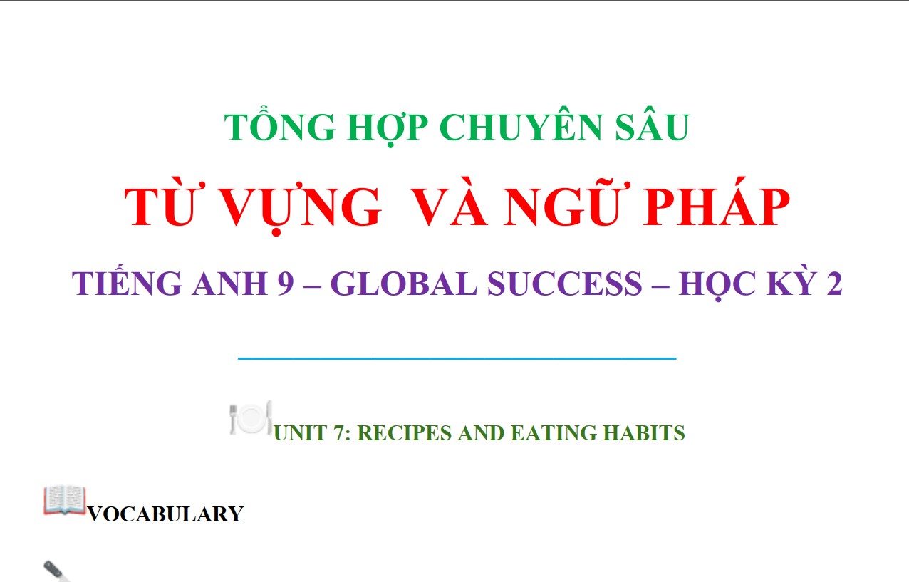 TỔNG HỢP CHUYÊN SÂU TỪ VỰNG VÀ NGỮ PHÁP TIẾNG ANH 9 HK2